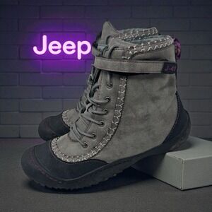 Vintage 🔥J-41 Jeep 💜Gray Suede Vegan Chunky Boots Y2K Grunge Gorpcore Rare 11
